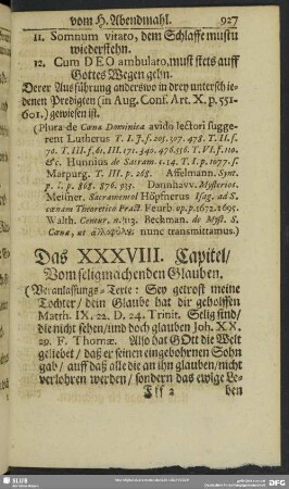 Das XXXVIII. Capitel, Vom seligmachenden Glauben