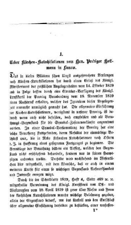 Ueber Kirchen-Katechisation vom Hrn. Prediger Hoffmann in Lunow