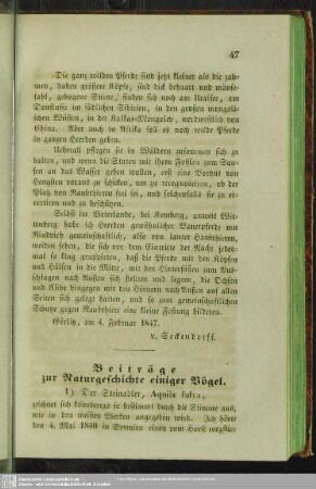 Beiträge zur Naturgeschichte einiger Vögel