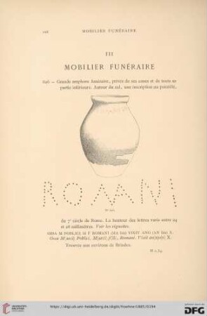 III. Mobilier Funéraire (No. 626 - 641)