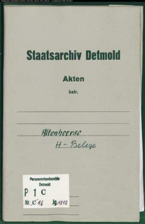 Belegakten zum Heiratsregister der Gemeinde Altenheerse, Kr. Warburg (1812)