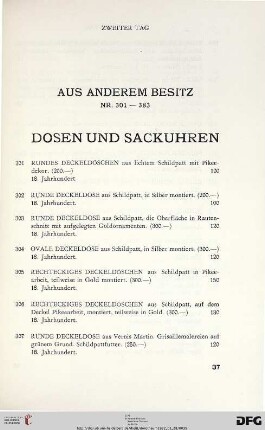 Dosen und Sackuhren (Nr. 301-337)