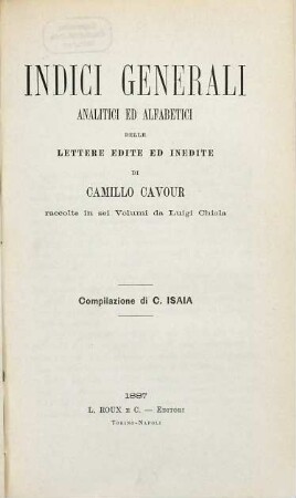 Lettere edite ed inedite, Ind.generali