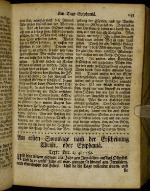 Am ersten Sonntage nach der Erscheinung Christi, oder Epiphaniä. - Am andern Sonntage nach der Erscheinung Christi, oder Epiphaniä.
