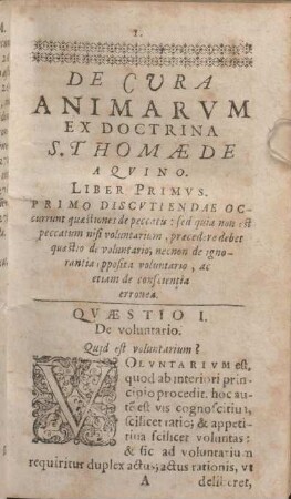 Qvaestio I. De voluntario.