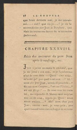 Chapitre XXXVIII. Récit des aventures du pere Jean après le naufrage, etc.