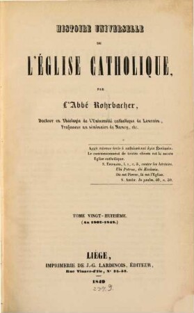 Histoire universelle de l'église catholique, 28. An 1802 - 1848