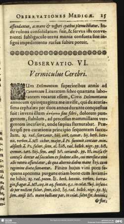 Observatio VI. Vermiculus Cerebri