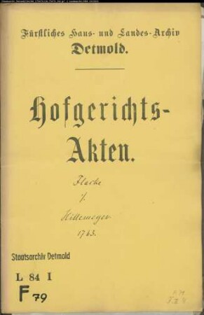 Flacke, Bernd Henrich gegen Anton Hillemeyer zu Pillenbruch - Schuldforderung