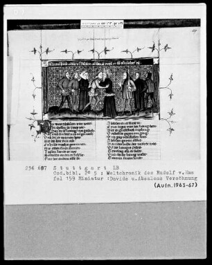 Weltchronik des Rudolf von Ems — Davids und Absaloms Versöhnung, Folio 159recto