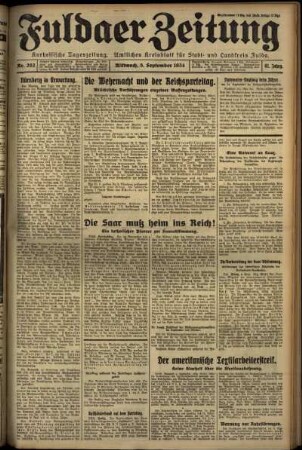Erste Ausgabe vom Mittwoch, den 05. September 1934.