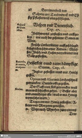 Heiserkeit und rawe dämpffige Stimm. Cap. 18