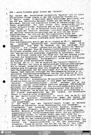 DDR-weite Proteste gegen Verbot des "Sputnik"