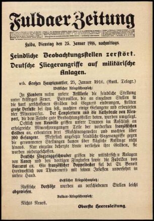 Ausgabe vom Dienstag, den 25. Januar 1916.