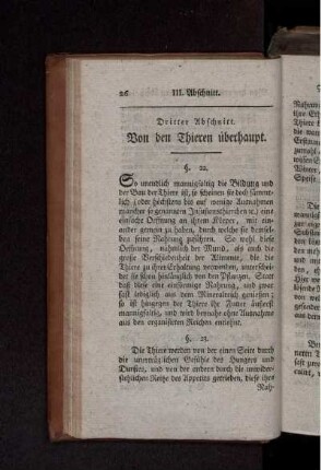 Von den Thieren überhaupt.