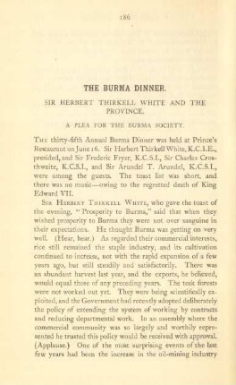 The Burma Dinner