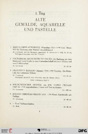 Alte Gemälde, Aquarelle und Pastelle (Nr. 1-47)