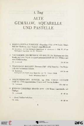 Alte Gemälde, Aquarelle und Pastelle (Nr. 1-47)