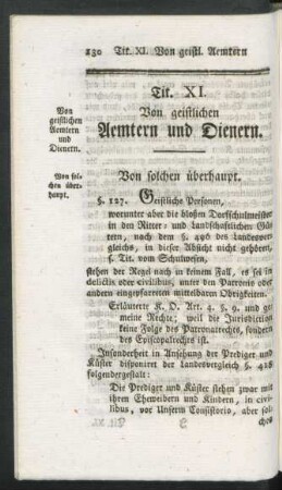 Tit. XI. Von geistlichen Aemtern und Dienern.
