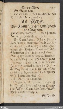 88. Reys. Von Frankfurt gen Onoltzbach und Bayreut
