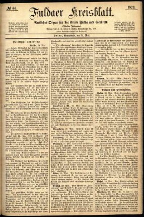 Ausgabe vom Samstag, den 31. Mai 1873.