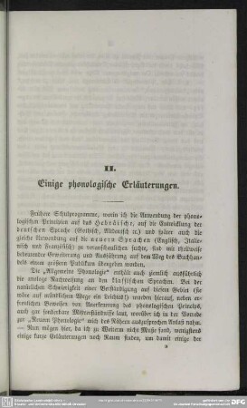 II. Einige phonologische Erläuterungen