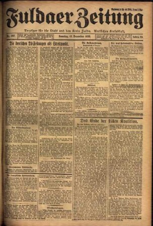 Erste Ausgabe vom Sonntag, den 12. Dezember 1926.