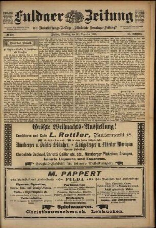 Vierte Ausgabe vom Dienstag, den 20. Dezember 1898.
