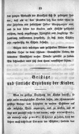 Geistige und sittliche Erziehung der Kinder