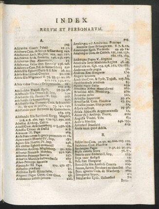 Index Rerum Et Personarum