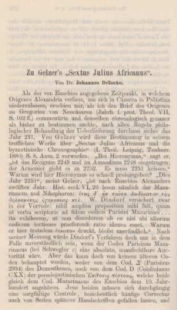574-576 Zu Gelzer's "Sextus Julius Africanus"