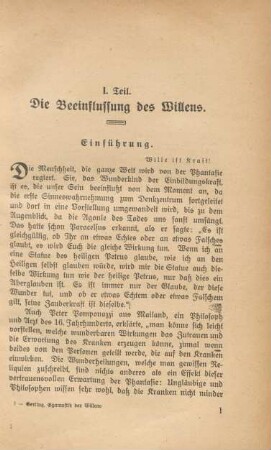 I. Teil Die Beeinflussung des Willens