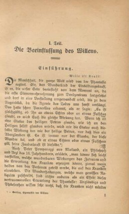 I. Teil Die Beeinflussung des Willens