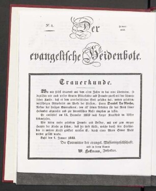 N° 1. Januar 1843