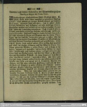 Vierdtes und letztes Bedencken der Brandenburgischen Theologen wegen der Form. Conc