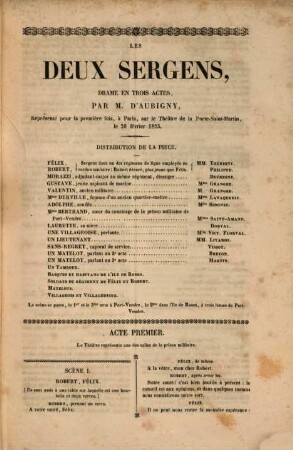 Les deux sergens : drame en trois actes