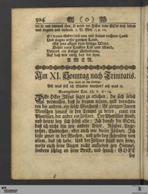 Am XI. Sonntag nach Trinitatis.