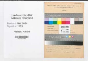 Entnazifizierung Arnold Heinen , geb. 01.09.1909 (Oberstleutnant)