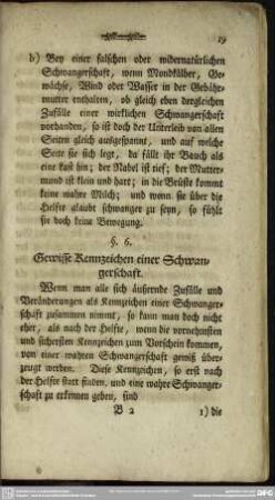 §. 6. Gewisse Kennzeichen einer Schwangerschaft