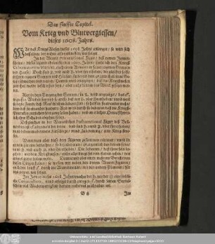 Das fünffte Capitel. Vom Krieg und Blutvergiessen/ dieses 1608. Jahrs.