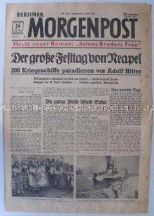 Tageszeitung "Berliner Morgenpost" zum Staatsbesuch Hitlers in Italien