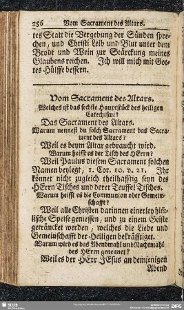 Vom Sacrament des Altars. Welches ist das sechste Hauptstück des heiligen Catechismi?