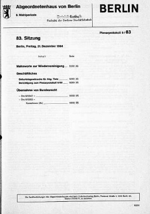 Nr. 83, 21. Dezember 1984