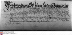 Pfalzgraf Johann Friedrich von Pfalz-Hilpoltstein quittiert Landgraf Ludwig V. von Hessen-Darmstadt über 20.000 Gulden Heiratsgut seiner Gemahlin ...
