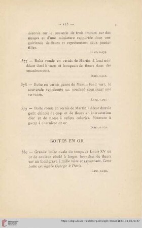 Boites en Or (Nr. 580 - 587)