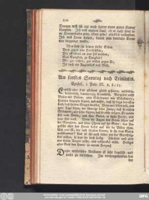 Am fünften Sonntag nach Trinitatis. Epistel, 1 Petr. III. v. 8 - 15.