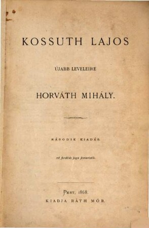 Kossuth Lajos újabb leveleire