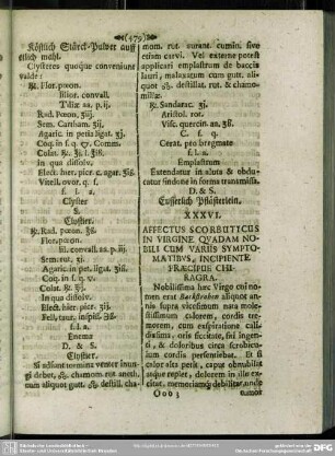XXXVI. Affectus Scorbuticus In Virgine Quadam Nobili Cum Variis Symptomatibus, Incipiente Praecipue Chiragra