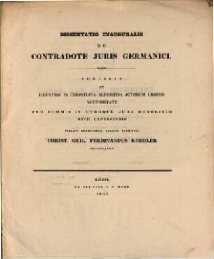 Dissertatio inauguralis de contradote juris Germanici