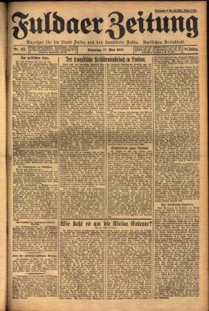 Ausgabe vom Dienstag, den 17. Mai 1927.